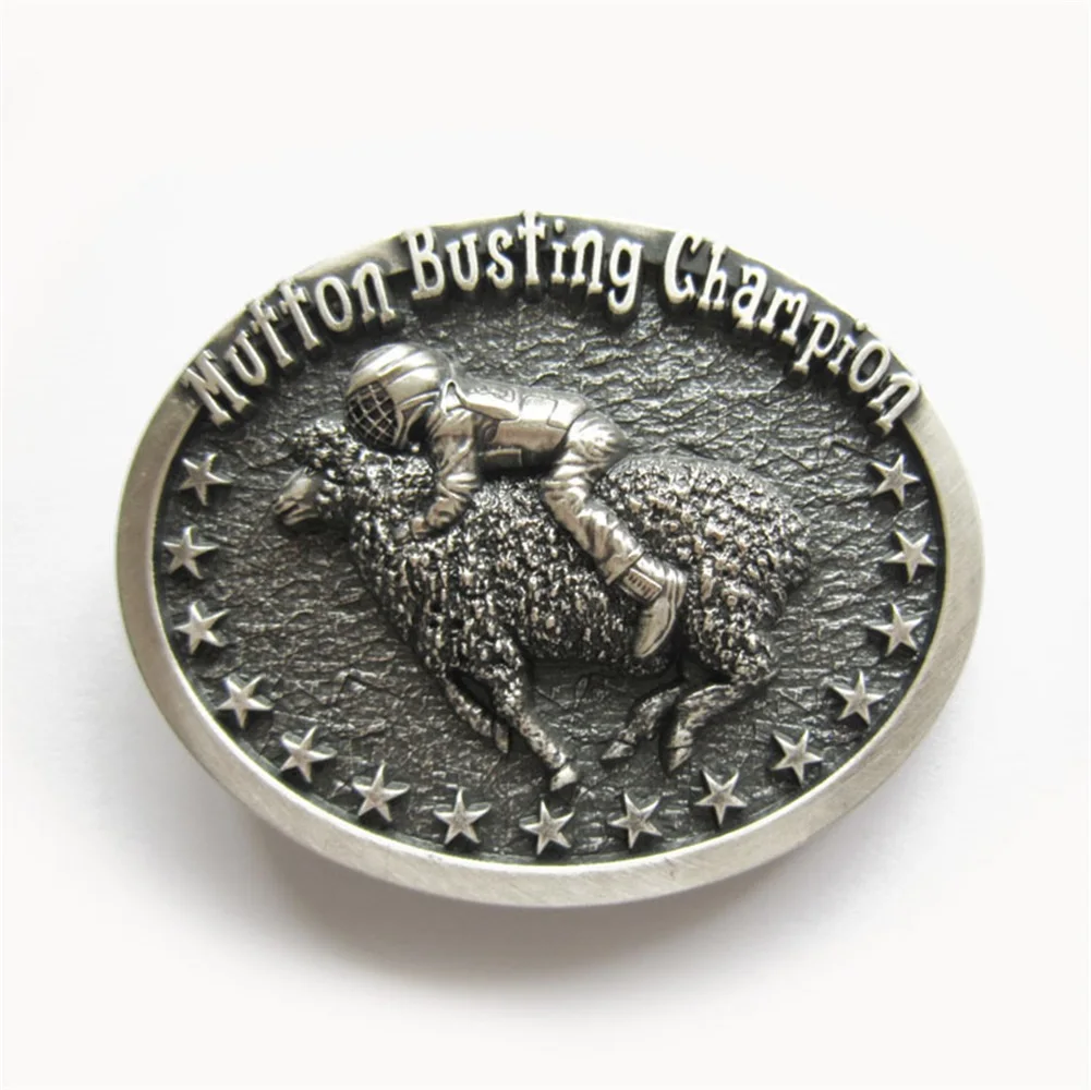 

Vintage Silver Mutton Busting Champion Oval Belt Buckle Gurtelschnalle Boucle de ceinture BUCKLE-WT106SL