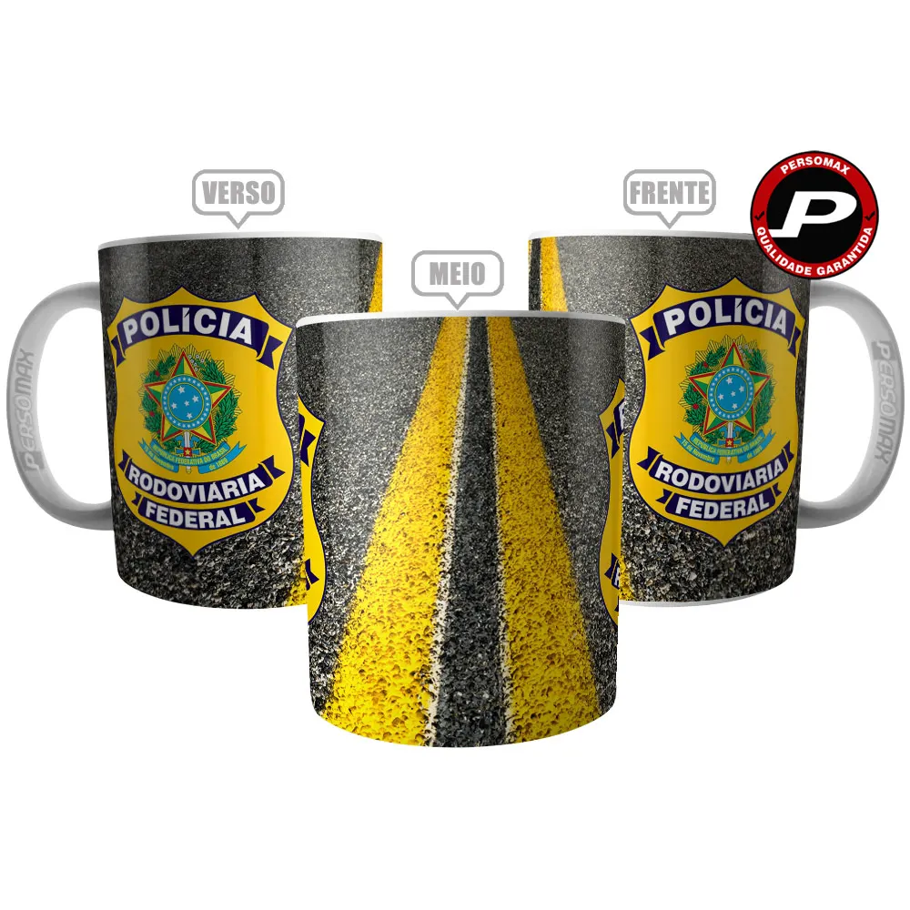 Brazilian Federal Highway Police Mug-Ceramic Cup Coat of Arms PRF Taking care of the Highways of Brazil