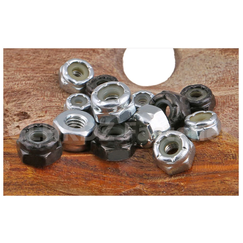 20pc UNC #4-40 #6-32 #8-32 #10-24 Hexagon Nylon Insert Lock Nut Self-locking Hex Nyloc Nut Black/Bright Zinc Plated Carbon Steel