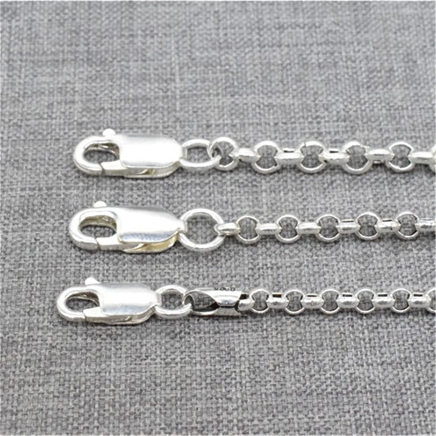 

925 Sterling Silver Belcher Rolo Chain Necklace with Rectangle Lobster Clasp 3mm 3.5mm 4mm