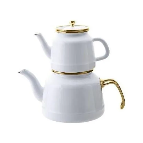 Emsan Troy Enamel Teapot Set White