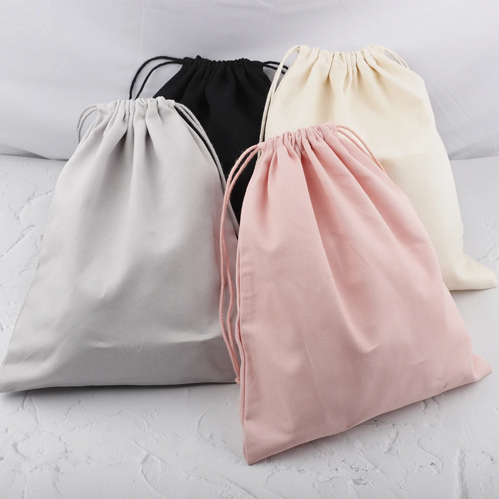 Cotton Canvas Inner Bags Drawstring Pouch Pink Gray Black Beige Color Gift Packaging Bag Storage Bag