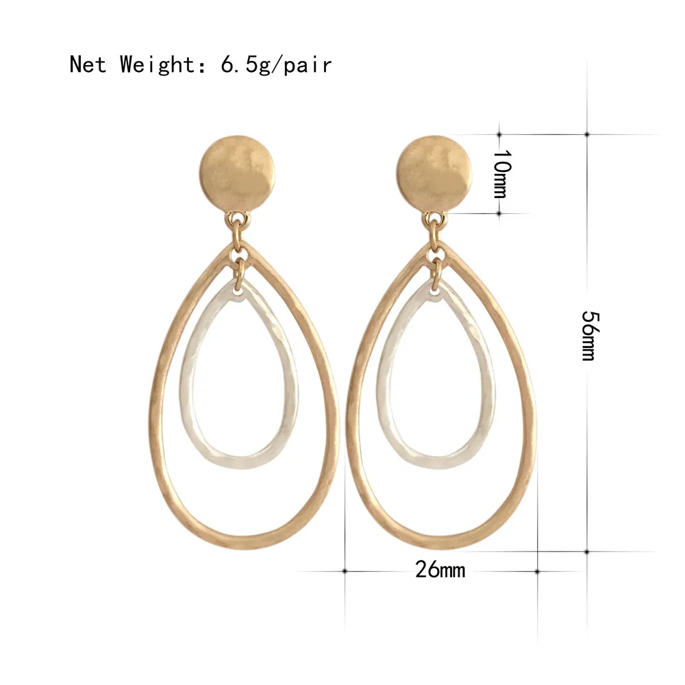 Retro Water Drop Shape Drop Earrings Gold and Silver Color Hollow Water Drop Earrings For Women Casual jewelry