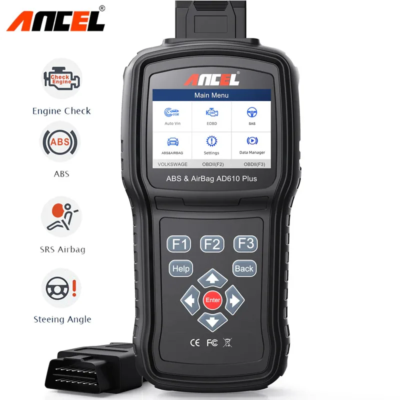 Ancel AD610 Plus OBD OBD2 Automotive Scanner Engine ABS SRS Airbag SAS Reset Three System Car Diagnostic Tool Russian Language