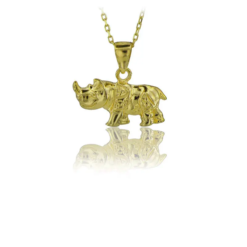 Rhino Necklace 925 Sterling Silver Safari Lover Necklace