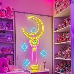 Custom Anime Neon Sign -Sailor Moon Magic Stick Sign Bedroom/Gameroom Wall Decor Art Led Light Sign Anime Sign GIft