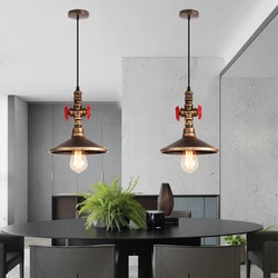 Vintage Industrial Single Head Steampunk Water Pipe Pendant Light Retro Metal Copper Pipe Chandelier Adjustable Hanging Lamp