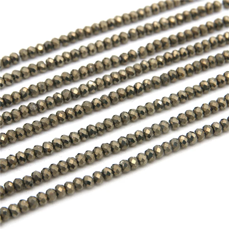 Pyrite Small Beads Faceted Abacus Shape 2x3/2x4mm Natural Stone Material For Jewelry Making Bracelet Necklace Earrings DIY