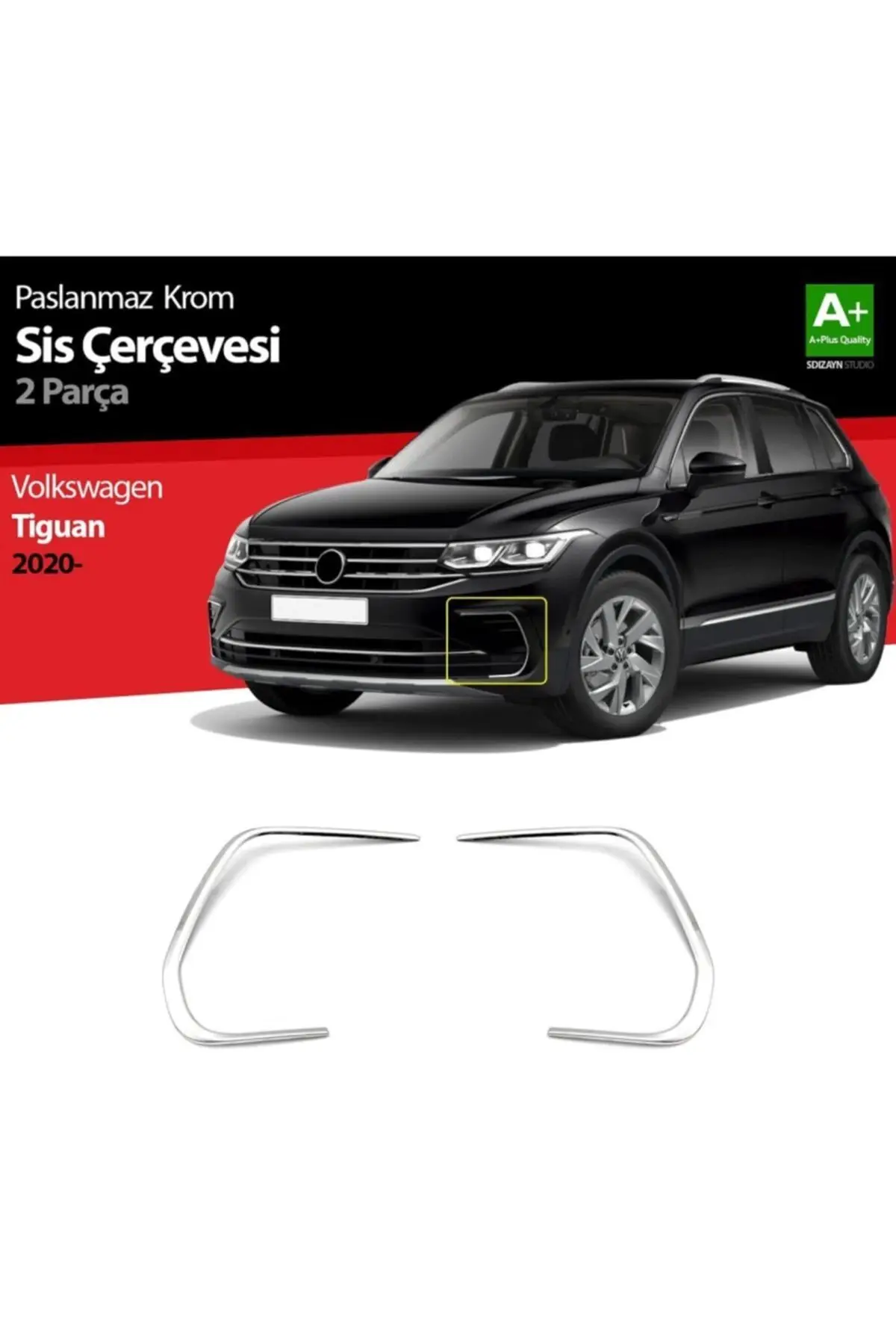 

Vw Tiguan Chrome Stainless Fog Frame 2 Piece 2020 + Chromium Styling Auto Outdoor Accessories