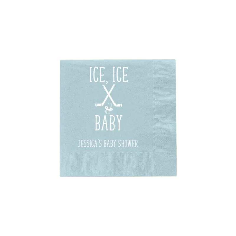 50pcs  Custom Foil Stamped Napkins Ice Ice Baby Hockey Baby Shower Personalized Napkins - Baby Shower Napkins - Welcome Baby