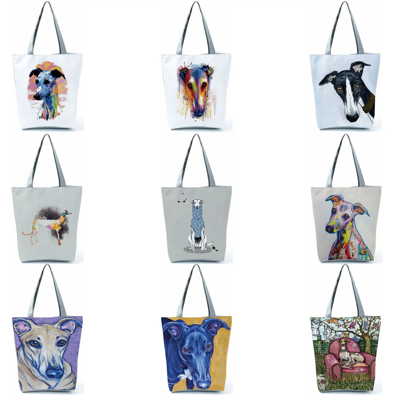 Personalisierte Öl Malerei Greyhound Hund Druck Totes Taschen Designer Langlebig Einkaufs Reisen Sport Taschen Frauen Casual Handtaschen