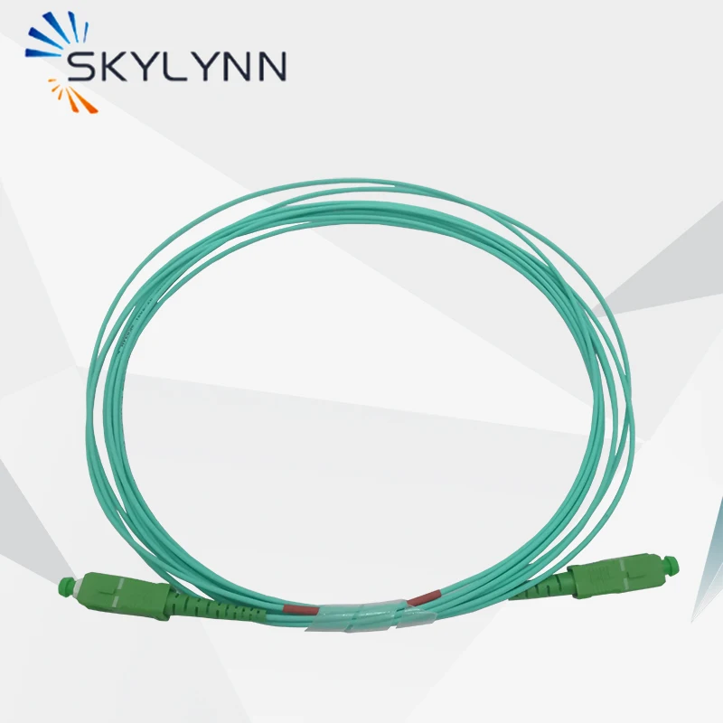 

SKYLYNN 50 Pcs Telecom Standard SC/APC-SC/APC SM G657A2 SX Core 1.6mm Diameter 4.5 Meter Blue Aqua Patch Cord With Red Tube