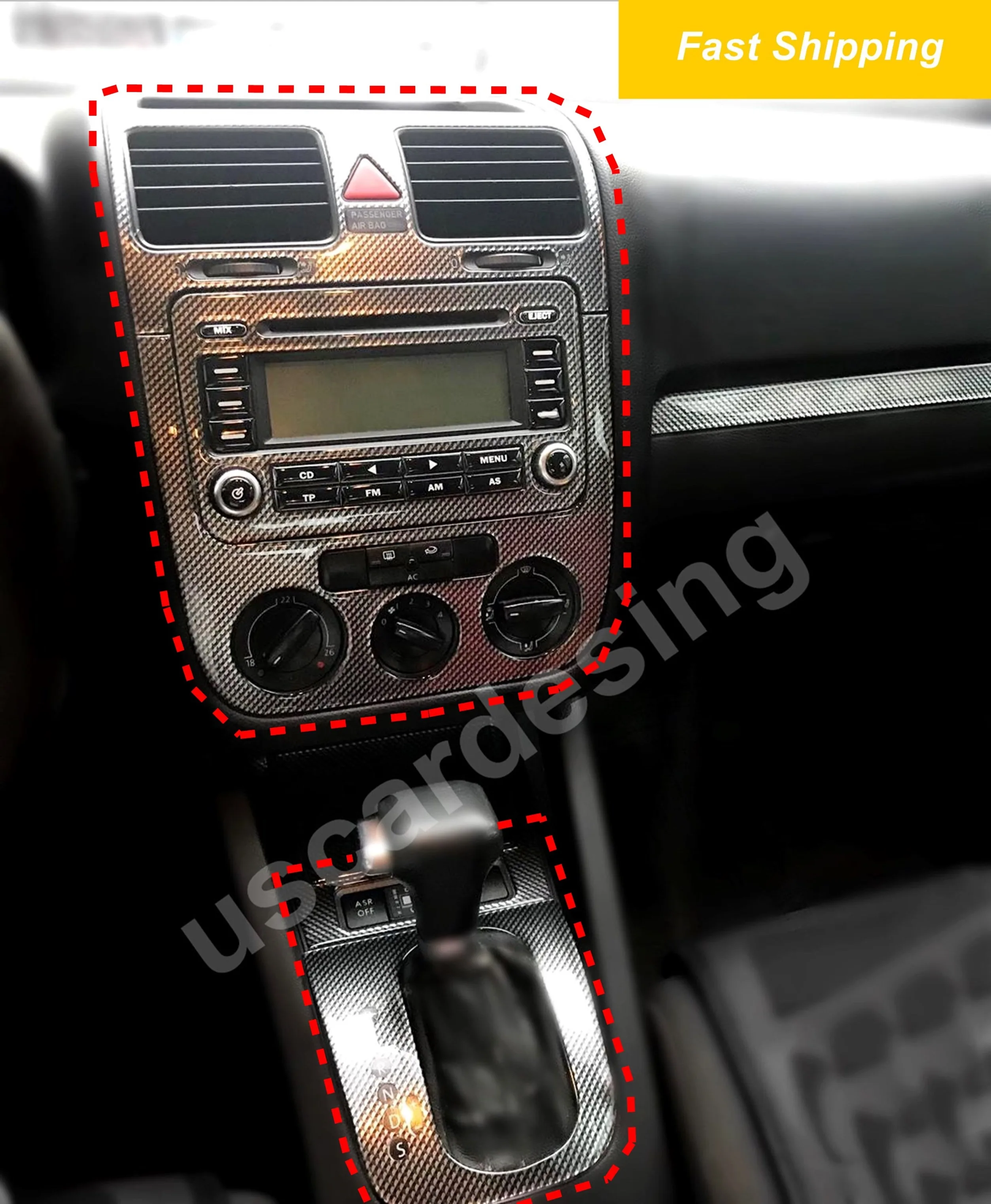 

Car Styling For 2003 - 2008 VW Golf 5 / Jetta MK5, Dashboard Trim Decor, Console Cover, Moulding, Shifter Gear Knob Piano Black