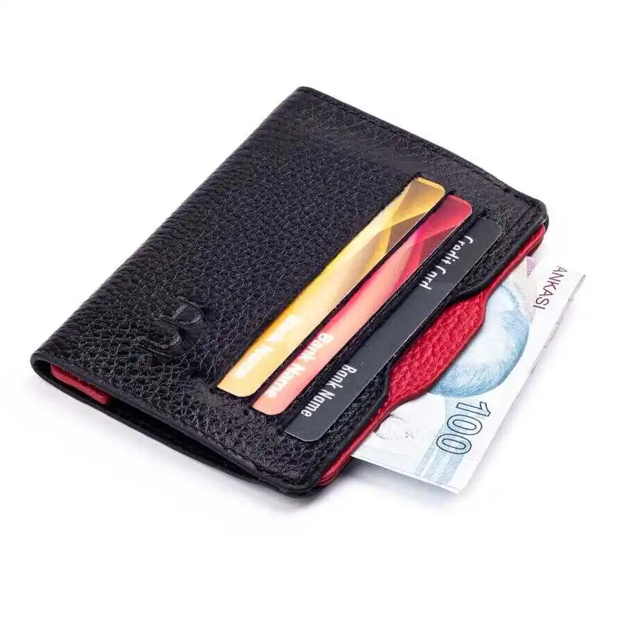 

Rio Sport Nested Leather Card Holder Wallet Black-Red Purse New Casual For a Lifetime Comfortable Money Pocket Good Quality