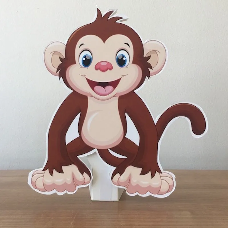 Baby Monkey Foam-board Cutout Standee with Cardboard Stand Birthday Decoration Kids Safari Party Supplies Farm Concept Party