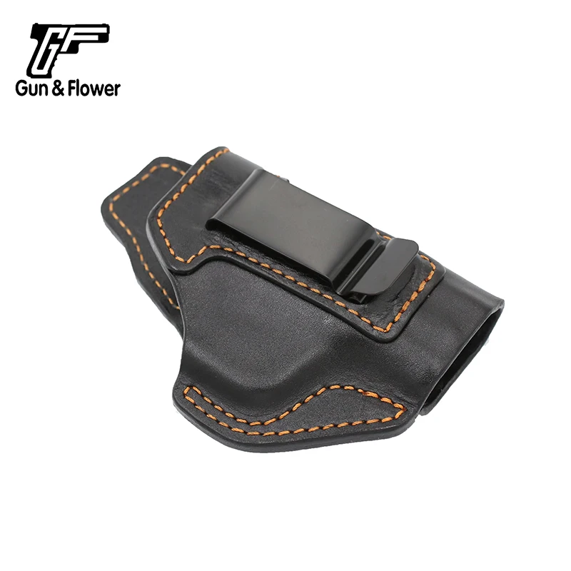 Gunflower IWB Leather Gun Holsters Concealed Carry Pistol Bags Brown/Black Stitch with  Belt Clip for M&P Shield