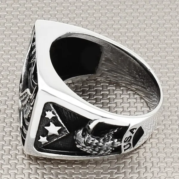 Solid 925 Sterling Silver United Eagle Star Men's Jewelry Master Ring Men's Biker Gothic Jewelery Acessory Gift For Him