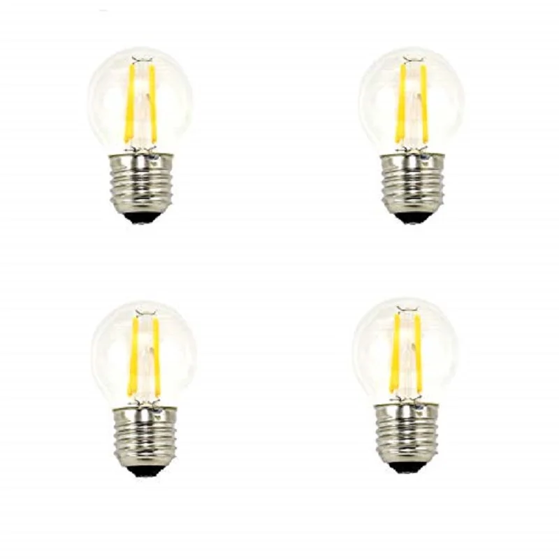 Lámpara Bombilla Led Filamento G45 Esferica, Globo, Rosca E27 3000 K luz Cálida 4 W (4 Pack)