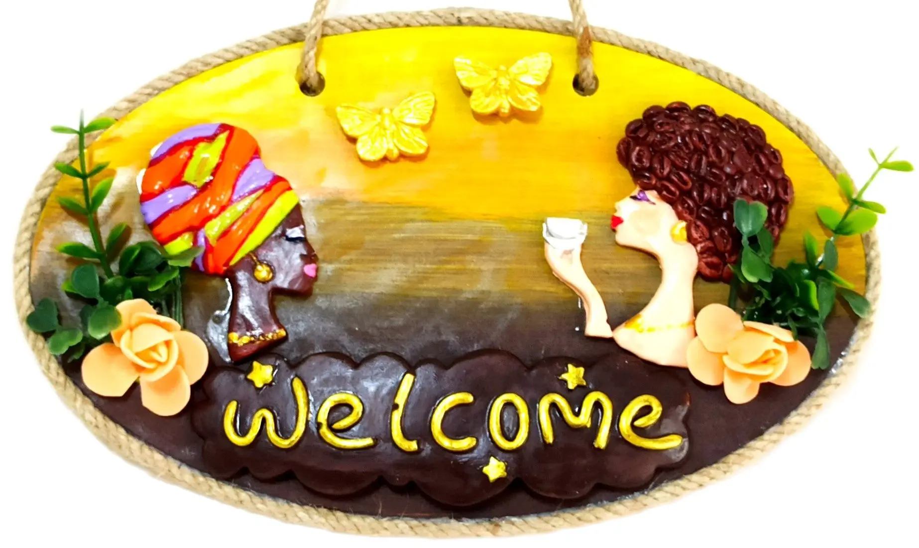 Herrliche Frauen Handgemachte 'Welcome' Geschrieben Tür Dekoration