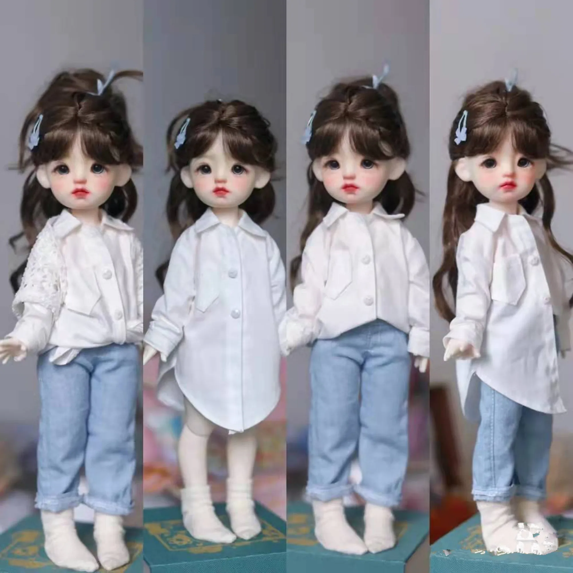 Long Casual White Shirt for BJD 1/6 1/4 ,1/3 SD16 Doll Clothes Customized CWB248