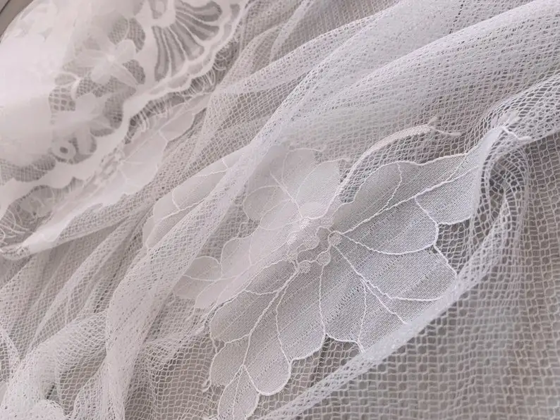 3 meters French Chantilly Lace Bridal Gown lace Wedding Lace Veil lace Scalloped Lingerie Lace