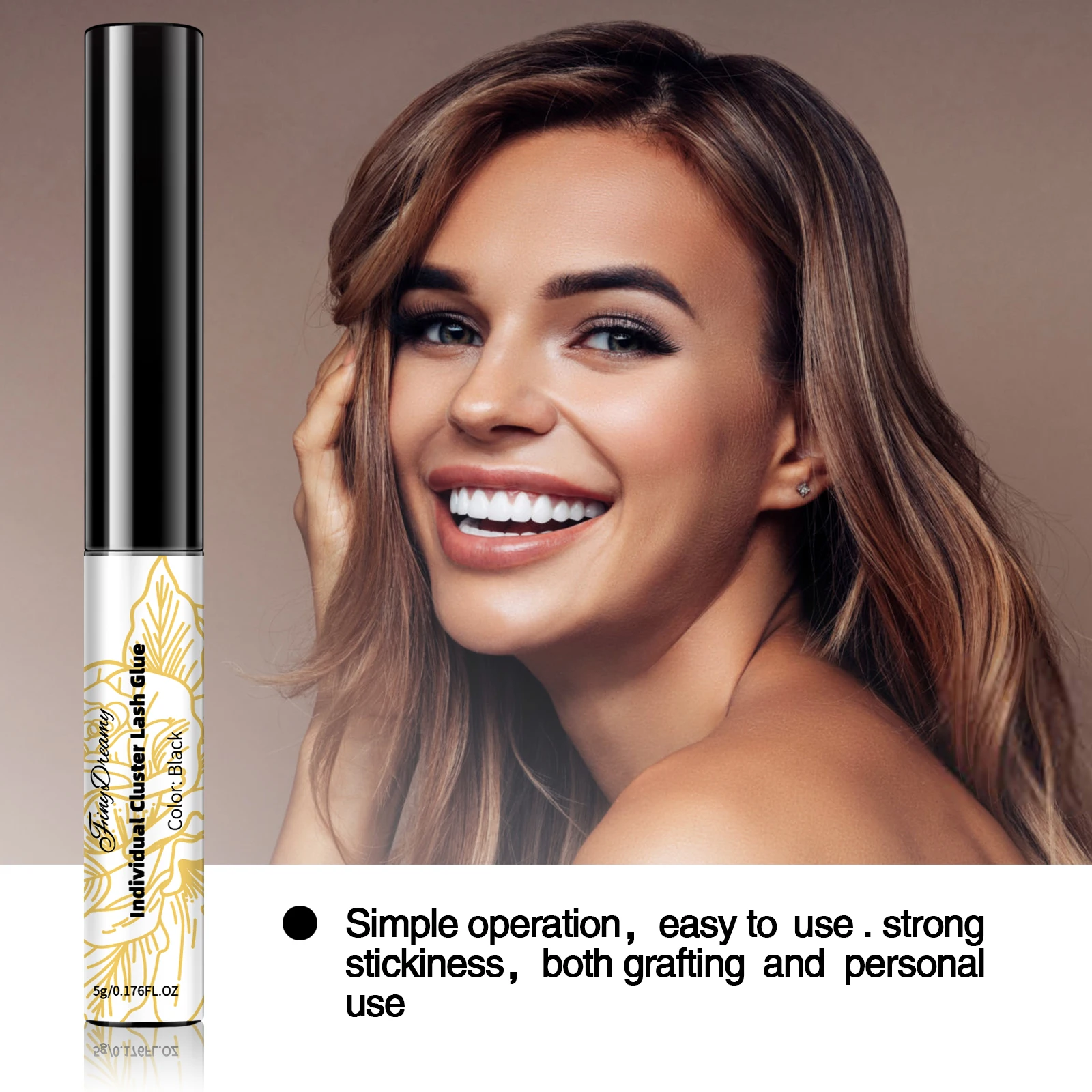 FinyDreamy DIY Eyelash Glue Cluster Cils Dark Odor Free Professional Lashes Latex Free Adhesive for False Mink Eyelash Extension