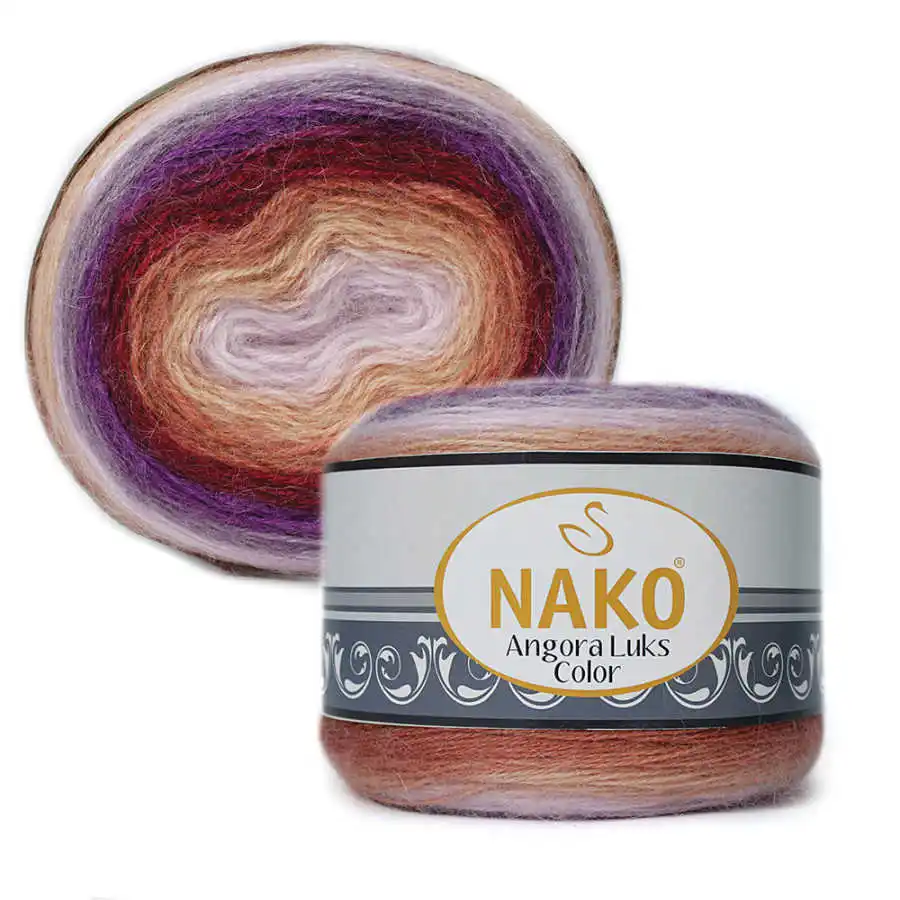 NAKO Angora Luks Color kolorowa przędza 150g - 810m Mink Merino moherowa wełna z alpaki bawełna Knitting Lux luksusowe szydełkowe Ombre Batik ciasto