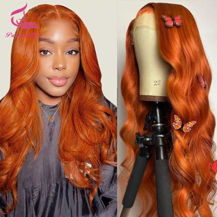 الجسم موجة الزنجبيل البرتقالي باروكة من شعر طبيعي 13x6 الدانتيل الشفاف الجبهة الباروكات للنساء قبل قطعها 5x5 الدانتيل إغلاق باروكة من شعر طبيعي