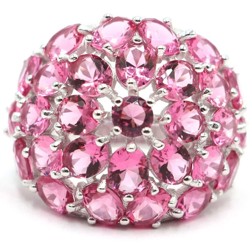 

Кольца из твердого серебра 925 пробы Jazaz, 6,36 г, розовый турмалин, кунцит, аквамарин, 25x20 мм