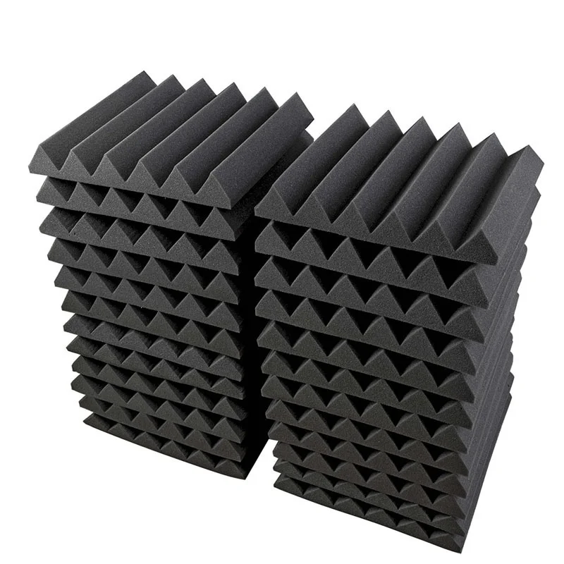 24 PCS Wedge Acoustic Studio 5cm Thickness Soundproof Foam in Black Color