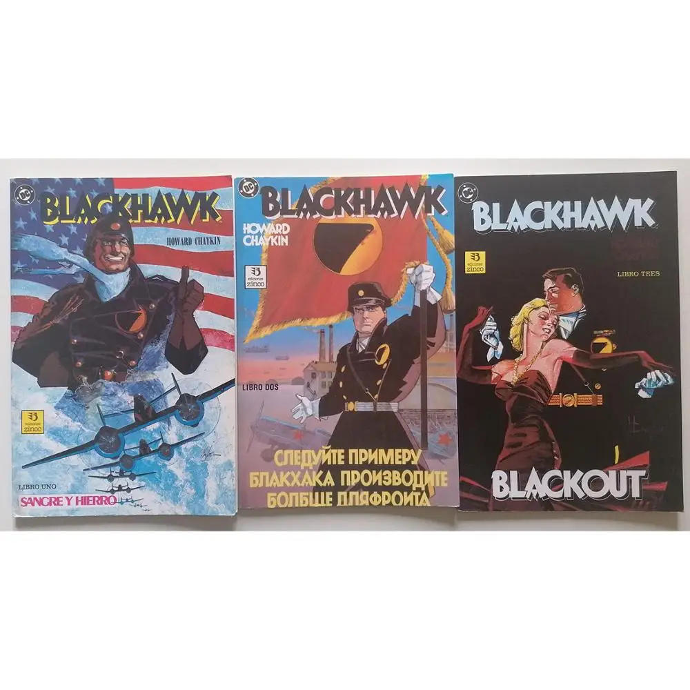 BLACKHAWK full collection #1 to 3 EDITORIAL ZINCO, year 1989, author HOWARD CHAYKIN, American, DC, COMIC BOOK in Spanish, TEBEO