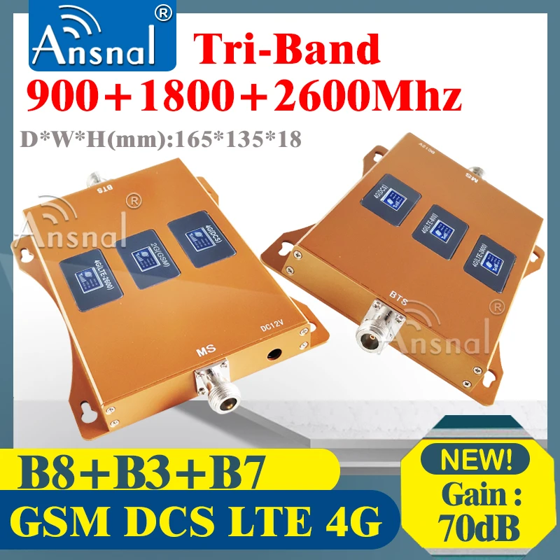 Grande venda!!! Tri-Band GSM Signal Booster e Amplificador de Internet, Repetidor, 2G, 3G, 4G, 900 MHz, 1800 MHz, 2600MHz