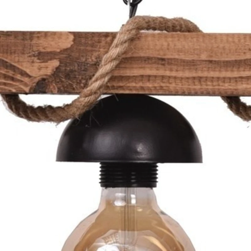 Retro Light Wooden Rope 1 2 3 Piece Rustic Chandelier Bulbs Not Included Industrial Wind Loft Solid Wood Restaurant Coffee shop image 3
