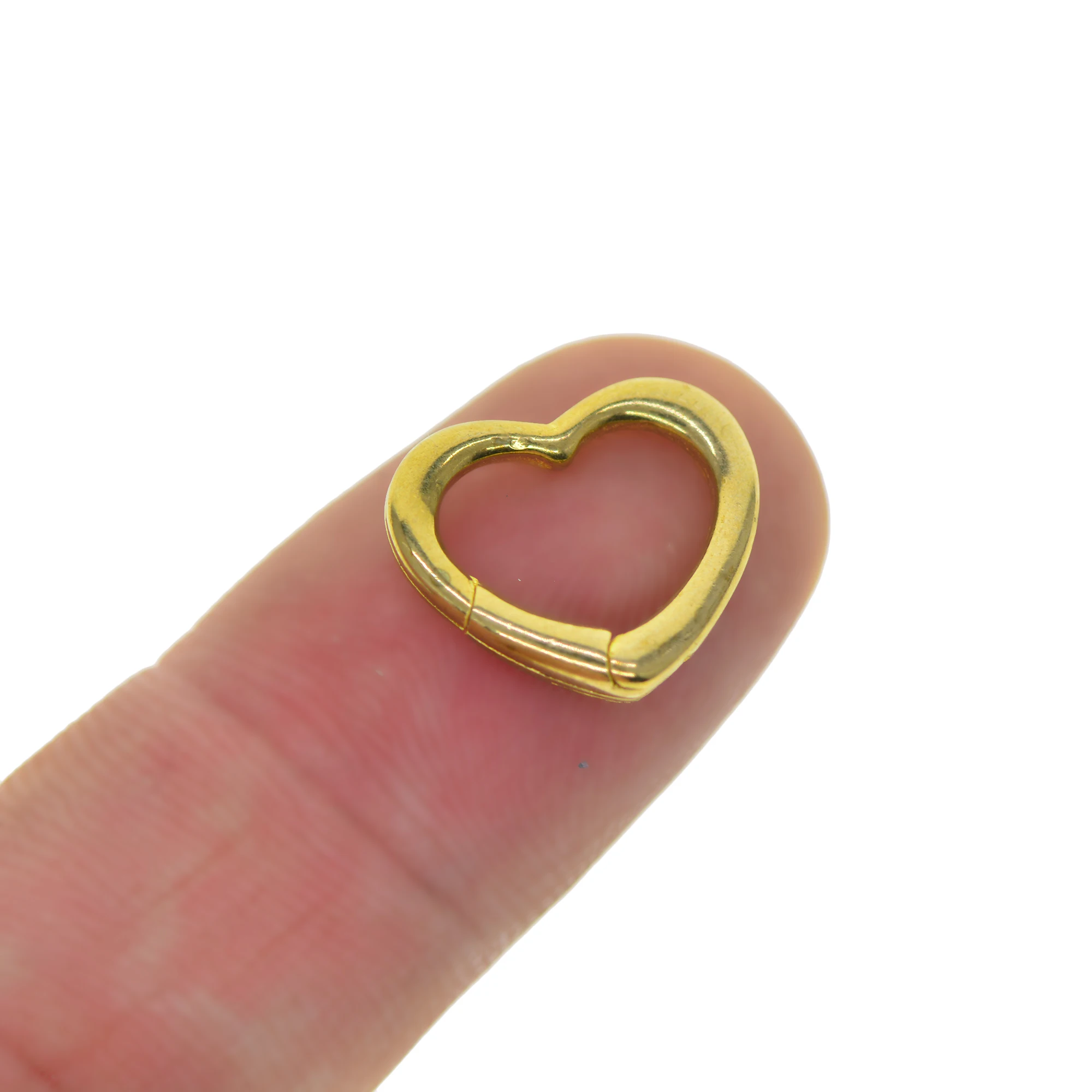 

6pcs Korea small 16mm 0.6inch Fine Solid Brass made heart snap spring carabiner hook clasp