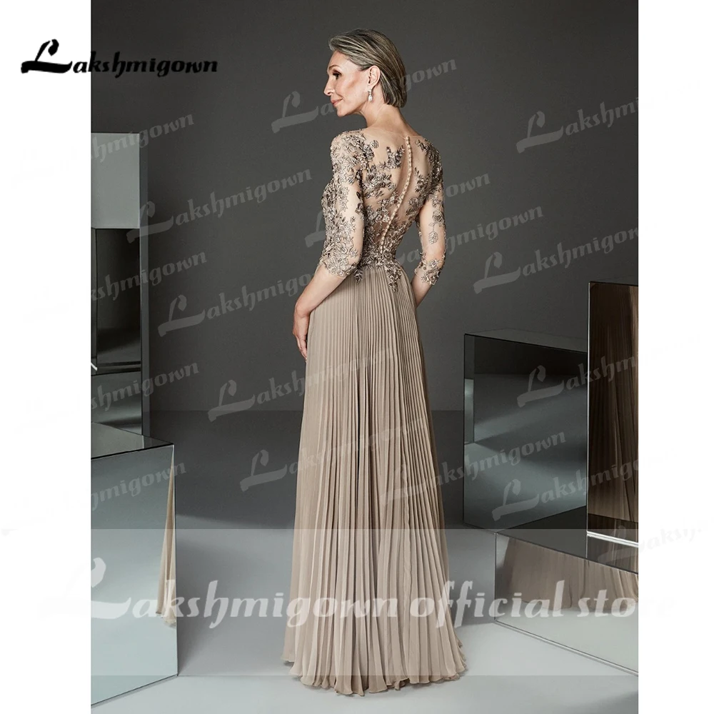 Elegante mãe da noiva vestidos meia mangas compridas apliques decote em v uma linha vestido de convidado de casamento personalizado plus size personalizado