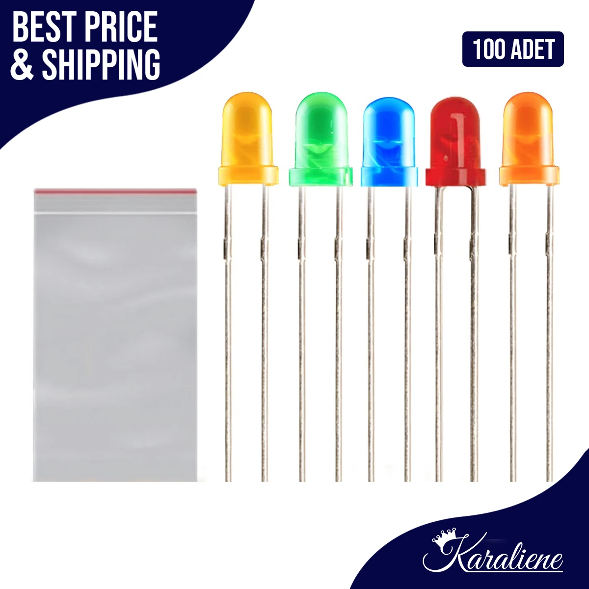 100PCS F5 5MM Round LED Ultra Bright Diffused Green Yellow Blue Orange Red Light Emitting Diode