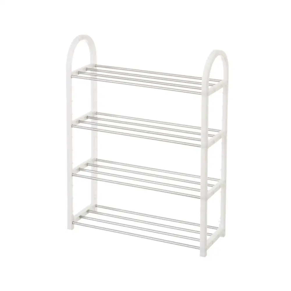 Modern white plastic 4-side shoe rack for bedroom