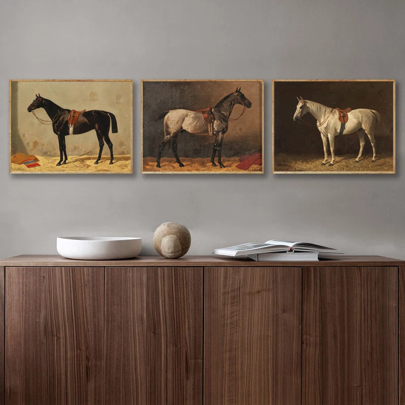 Vintage Thoroughbred Horse Poster Antique Horse Farm Animals Canvas Painting Prints Horse Wall Art Picture for Living Room Decor