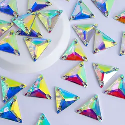 Fat Triangle Crystal AB Top Sew On Strass Resin Rhinestones Stones AAAAA Best Quality Gems Sewing Crystal For Clothes Dress Shoe