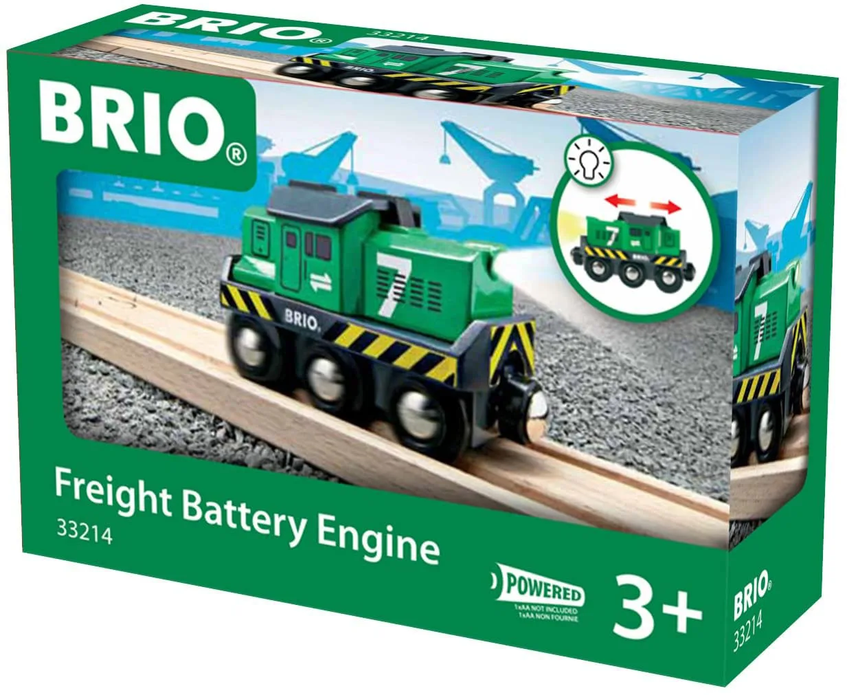 BRIO World 33214 - Freight Battery Engine - 1 Piece Wooden Toy Train Set for Kids Age 3 and Up , Green