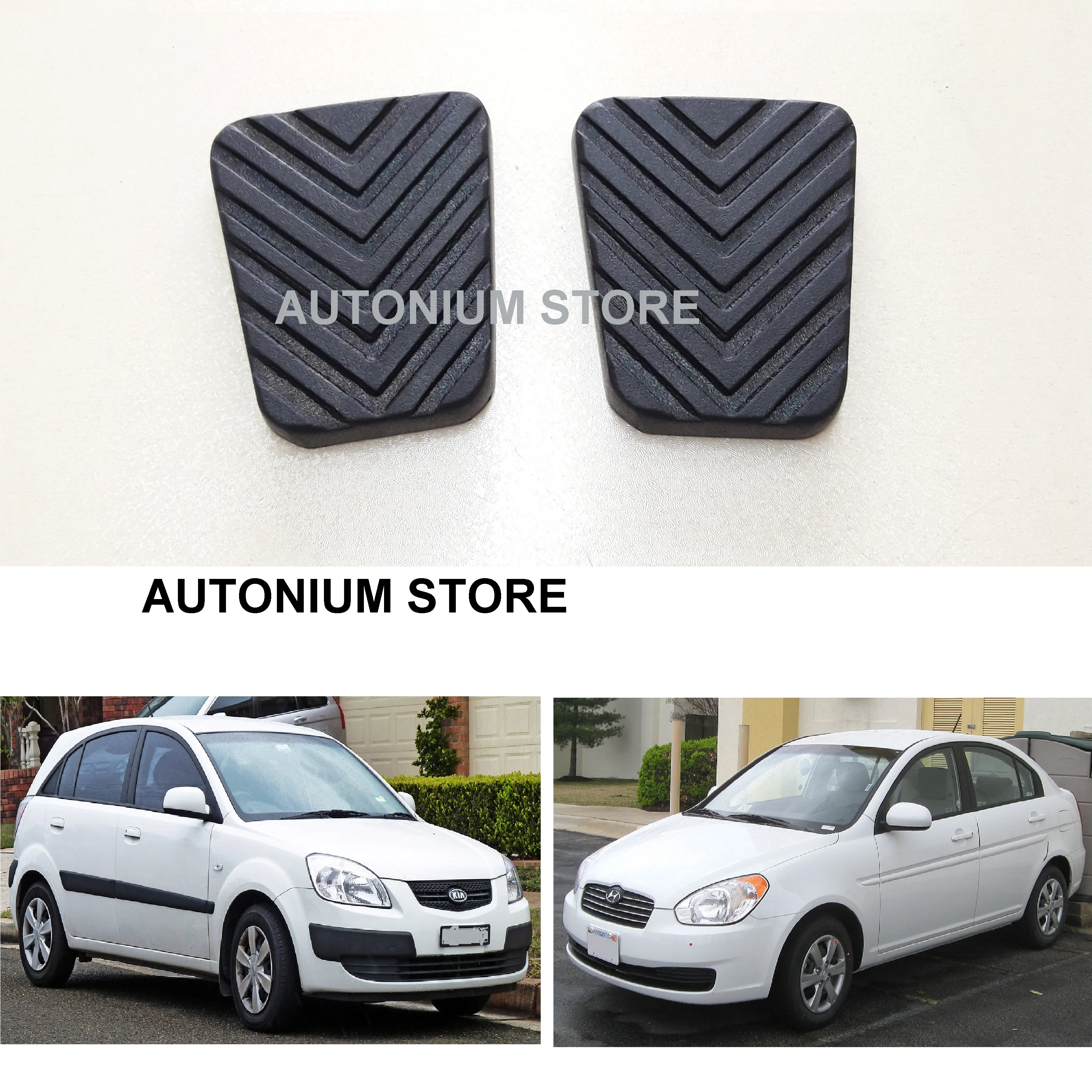 1 Pair Brake and Clutch Pedal Pad Cover Best Quality Rubber for 2006-2011 Hyundai Accent Verna - Kia Rio Pride