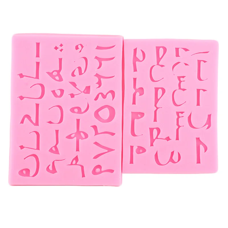 2Pcs Arabic Alphabet Letter Number Silicone Fondant Molds DIY Party Cake Decorating Tools Cupcake Candy Chocolate Gumpaste Mould