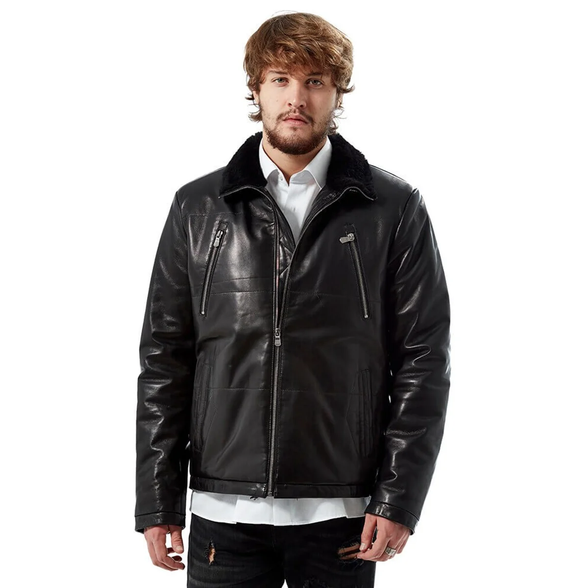Lanza nero maschio pelle cappotti Orjinal pelle di agnello autunno inverno 2022 Biker Slim Large Size VintageTürkiye