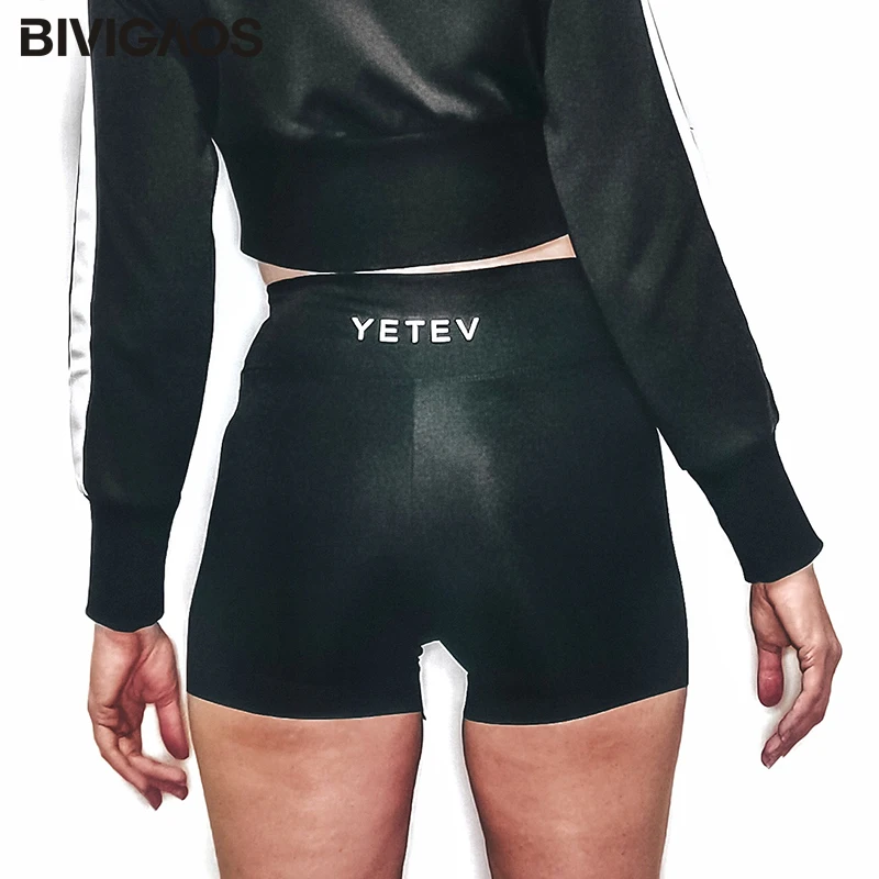 

BIVIGAOS High Waist Thin Black Sharkskin Mini Shorts Women Summer Skinny Sexy Biker Shorts Sport Fitness Running Knee Shorts