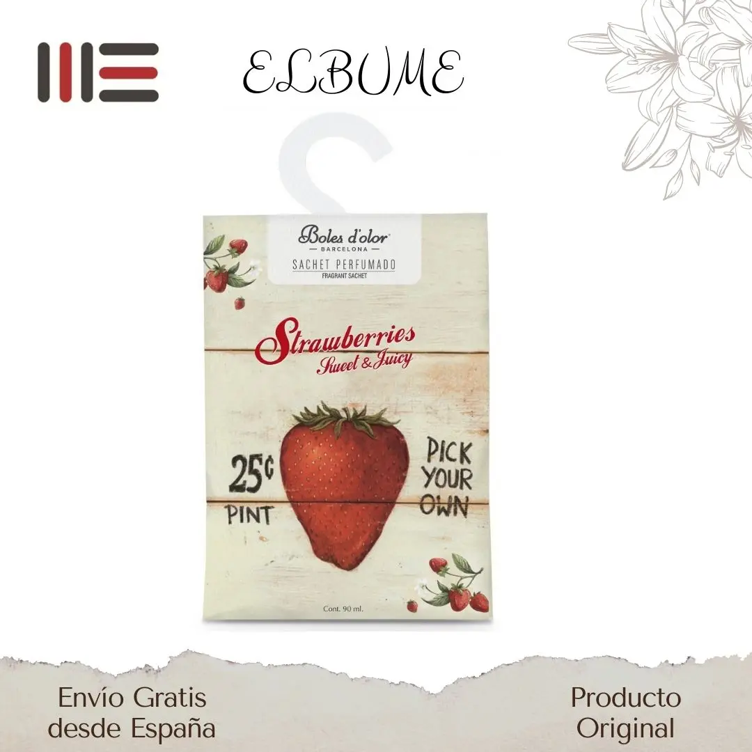 Boles D 'olor Sachet STRAWBERRIES fills your cupboards with pleasant aromas with our scented sachets. Place the sachet in small environments (closets, cars, drawers, clothes boxes, shoemakers.)