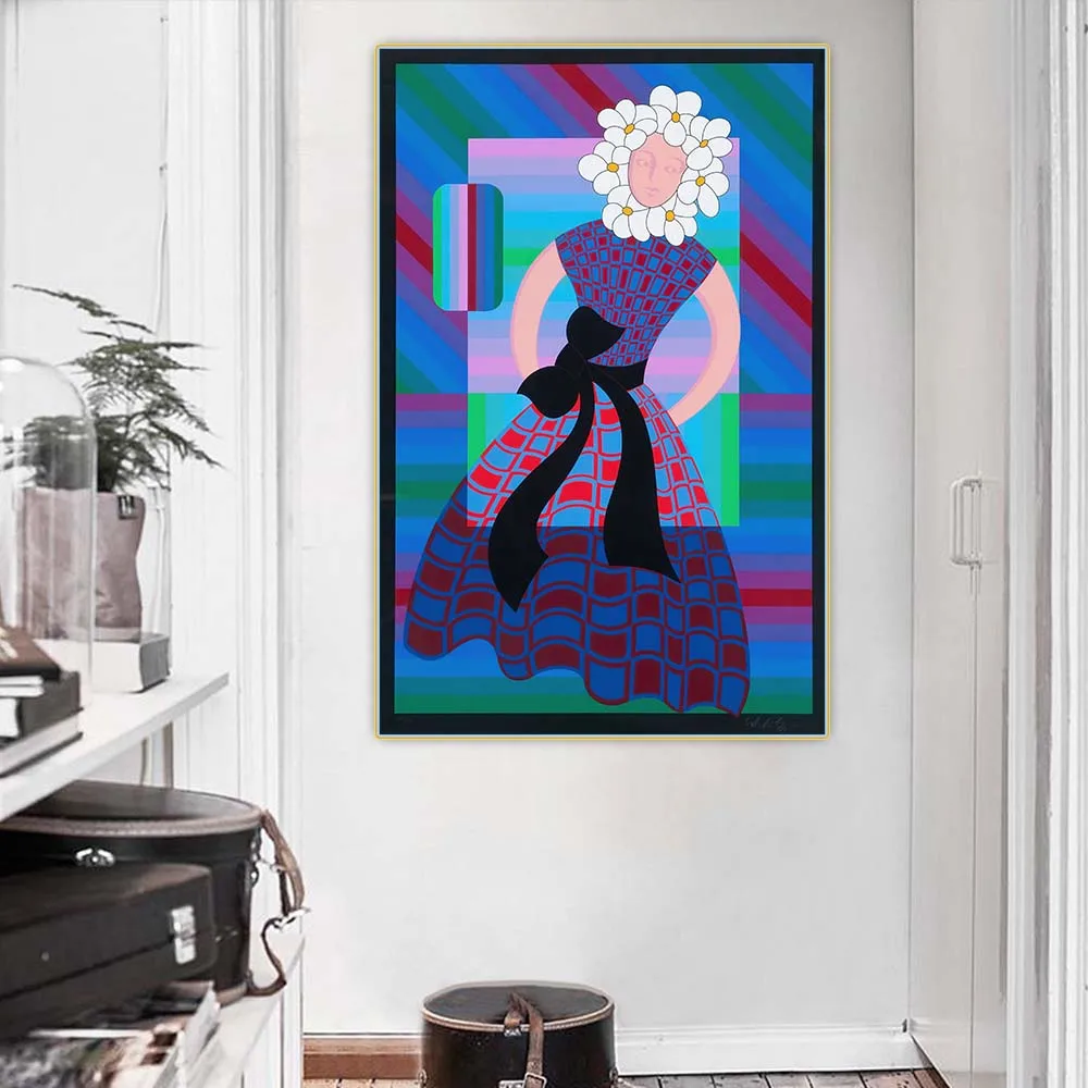 Flower Girl by Victor Vasarely Optical Visual Art Canvas Oil Painting Aesthetics Picture Wall Hanging Decor Home Decoration