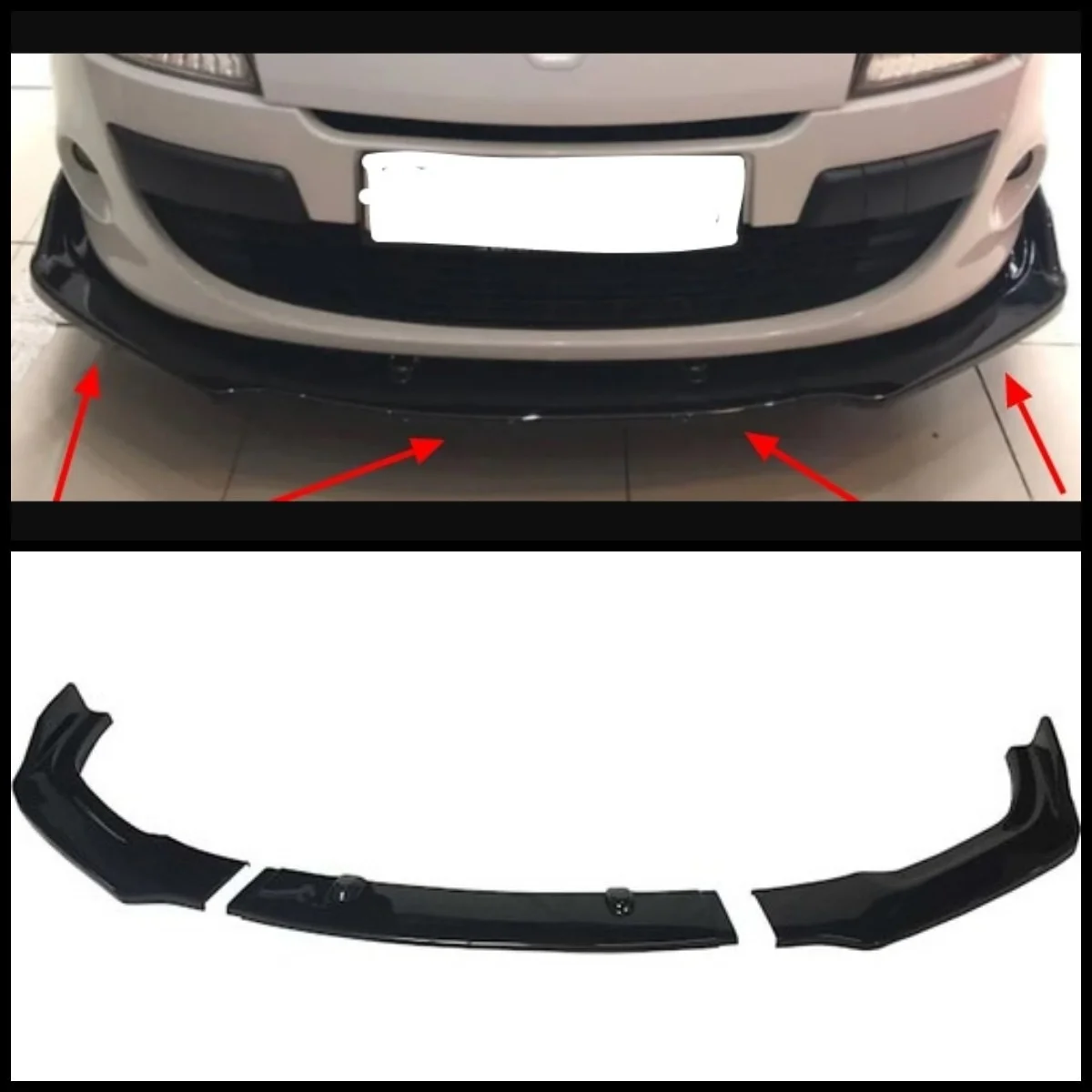 For Renault Megane MK3 3 Front Bumper Lip Body Kit Spoiler Splitter Diffuser 3pcs HighQuality ABS Plastic Professional Universal