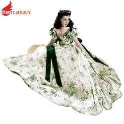 Costumebuy Gone With The Wind Scarlett Cosplay Vivien Leigh Movie Costume Floral Dress Ball Gown 19 Century Women Dresses