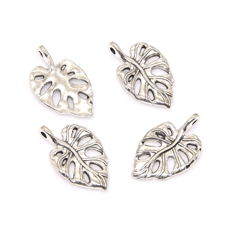 Wholesale 20pcs Fashion Leaves Charms Alloy Metal Leaf Pendants For DIY Bracelet Necklace Jewelry Accessories Making 21*12mm