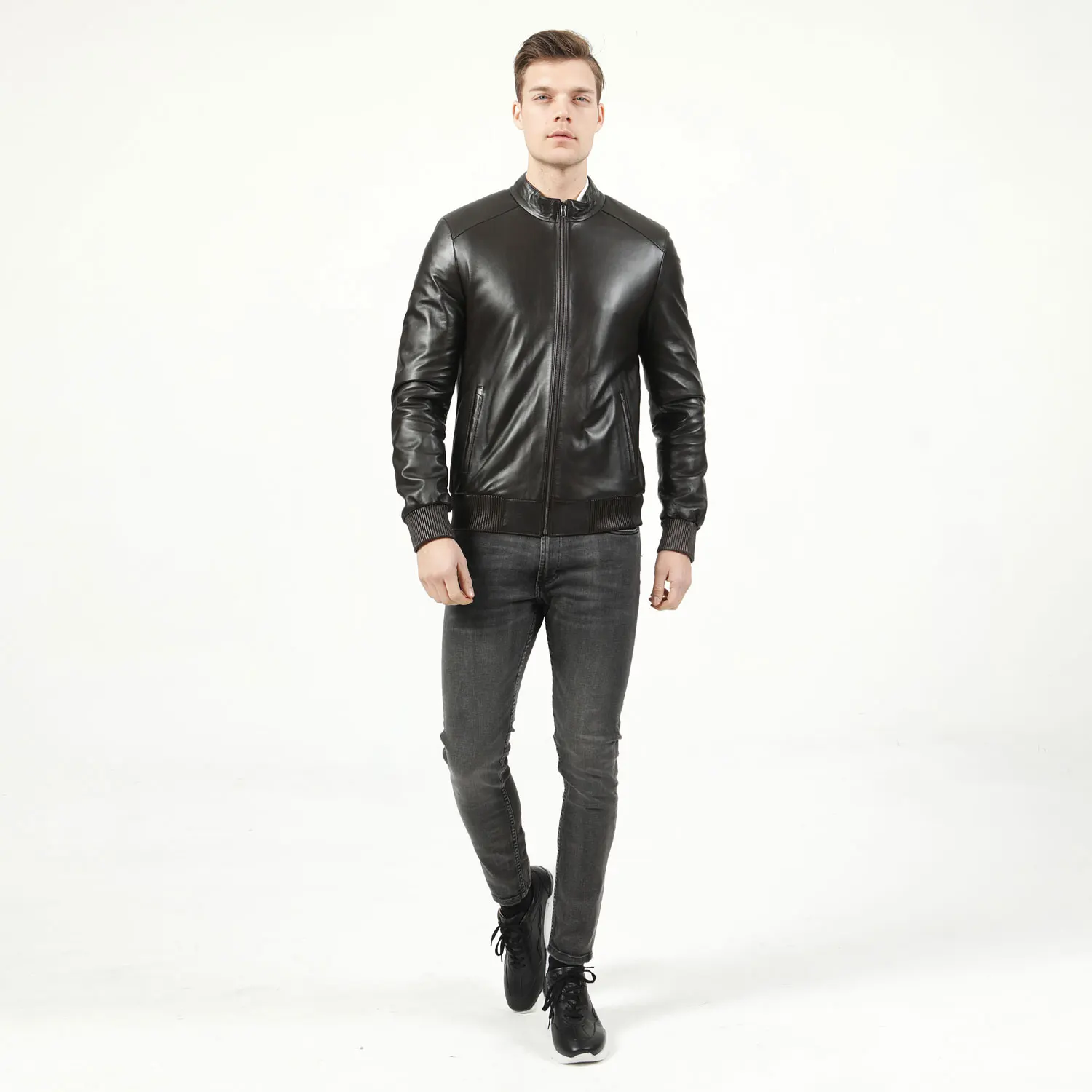 Veste en cuir pour homme, coupe-vent, chaude, militaire, décontractée, 2021 peau de mouton, pour moto, printemps, automne, 100